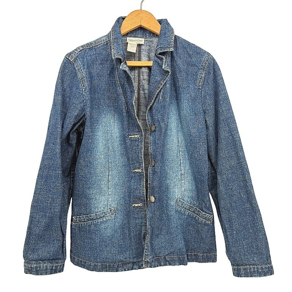 Coldwater Creek Classic Denim Blazer Jacket Layering‎ Boho Cabin Core Size MD